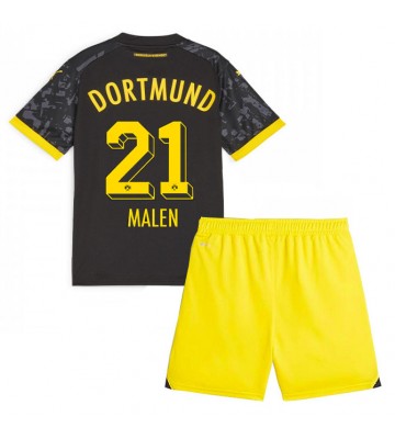 Borussia Dortmund Donyell Malen #21 Bortaställ Barn 2023-24 Kortärmad (+ Korta byxor)